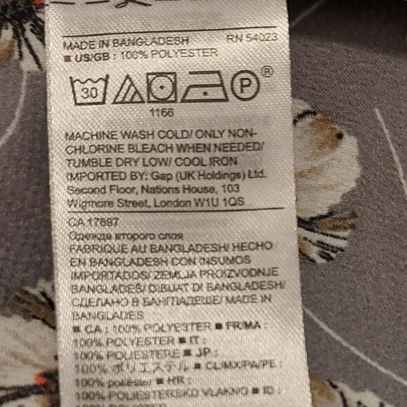 Banana Republic Silver Grey Floral Print Blouse Sz Small - Picture 8 of 8